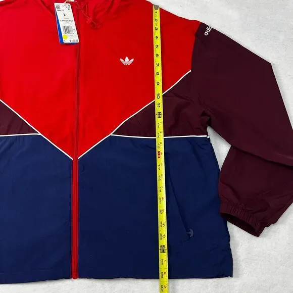 Adidas Originals Mens Large Hooded C Windbreaker Jacket Retro Colorblock